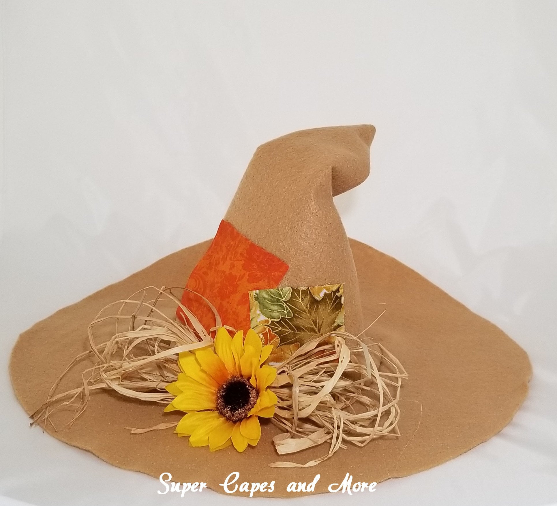 Scarecrow Hat With Flower and Patches/ Halloween Costume/ image