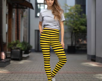 Bumble Bee Dameskostuum / Bijentraining Halloween Cosplay / Gestreept Geel Zwart Yoga-legging Hardloopsportkleding