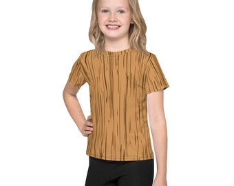 Wooden Boy Girl Kid's Shirt/ Wooden Boy Print Shirt/Wooden Boy Girl Costume/ Wooden Grain Print Cosplay T-Shirt