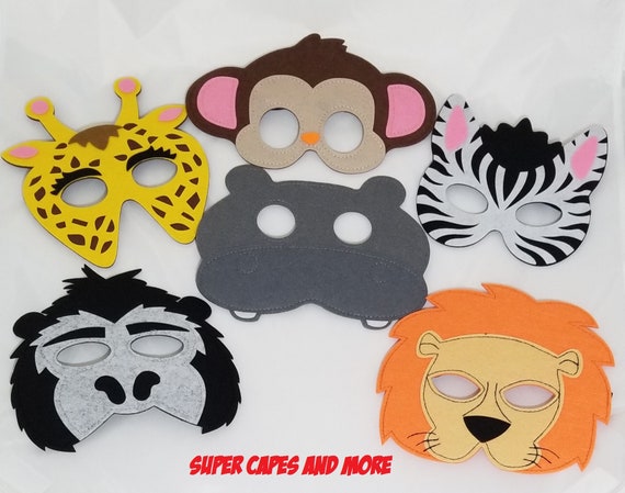 Máscaras de fieltro de animales para fiestas (24 paquetes) para niños,  suministros de fiesta de safari con 24 tipos diferentes, gran idea para
