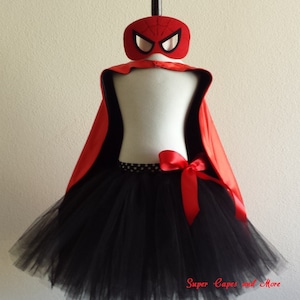 Super Spider Tutu Skirt with Cape and Mask/ Dance Recital/ Photo Prop/ Dress Up/Halloween Costume/ Birthdays