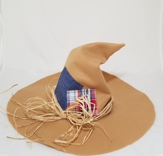 Cappello da spaventapasseri con toppe e rafia/ Costume di