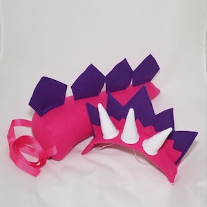 Hot Pink and Purple Dinosaur Tail and Headband/ Dino Tail/ Dinosaur Costume/ Dinosaur Headband/ Dinosaur Birthday/ Dragon Tail Costume