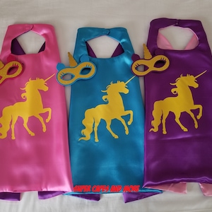 Conjunto de capa y máscara de unicornio, capa de superhéroe de unicornio, máscara de fieltro de unicornio, recuerdos de fiesta de cumpleaños de unicornio, disfraz de unicornio, regalo para niños