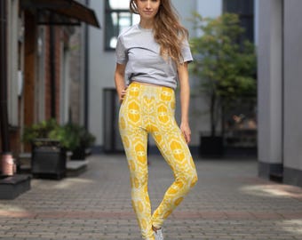 Yellow Snake Python Print Leggings for Women,Snake Reptile Yoga Pants,Animal Print Leggings,Python Snake Costume,Snake Animal Print Leggings
