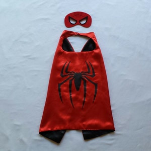 Super Spider Red Superhero Cape / Superhero Cape and Mask/ Super Spider Red Cape and Mask / Super Spider Friends Birthday Party