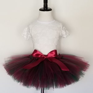 Burgundy and Green Tutu Skirt Only/Christmas Tutu/ Christmas Outfit Dance Recital/ Photo Prop/ Dress Up/Halloween Costume/ Birthdays