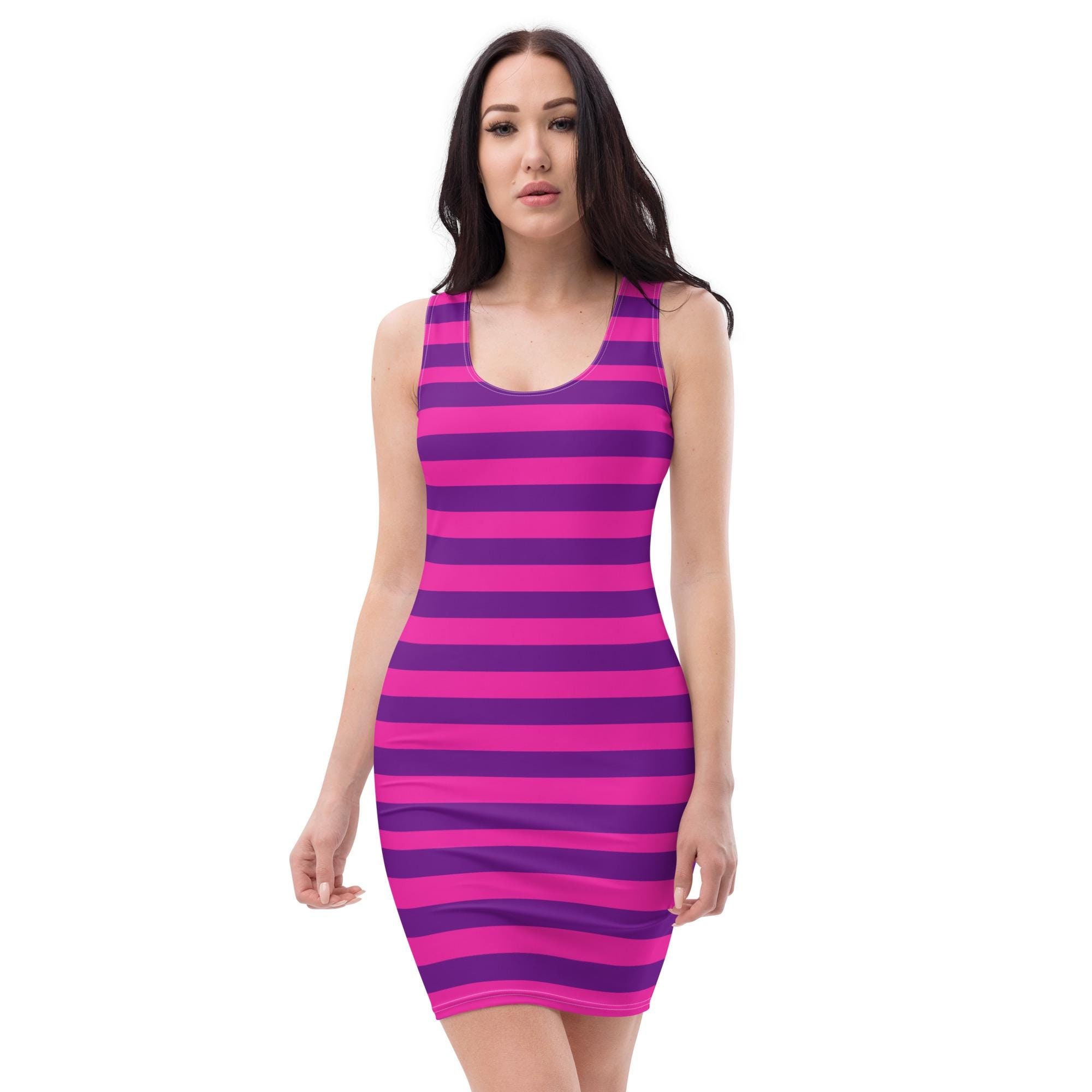 Cheshire Cat Striped Pink Purple Spandex Dress, Woman Halloween Costume, Pink  Purple Striped Cat Cosplay Outfit Party - Etsy Norway