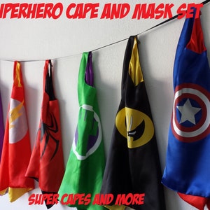 SUPER SALE Ready to Ship 1 Superhero Cape or 1 Cape and Mask Set/Party Favors/Costume/Dress Up image 2