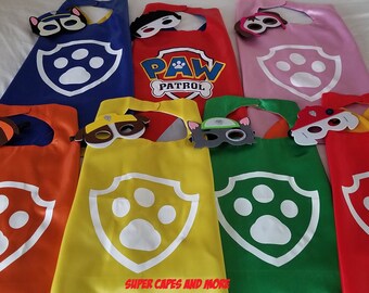 Dog Patrol Superhero Cape and Mask/ Dog Patrol Birthday/ Party Favors/ Costume