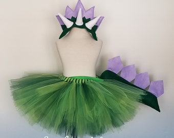 Dinosaur Tutu Skirt with Headband and Tail / Dinosaur Costume / Dinosaur Birthday / Dinosaur Tail /Dinosaur Birthday Gift /Dinosaur Headband