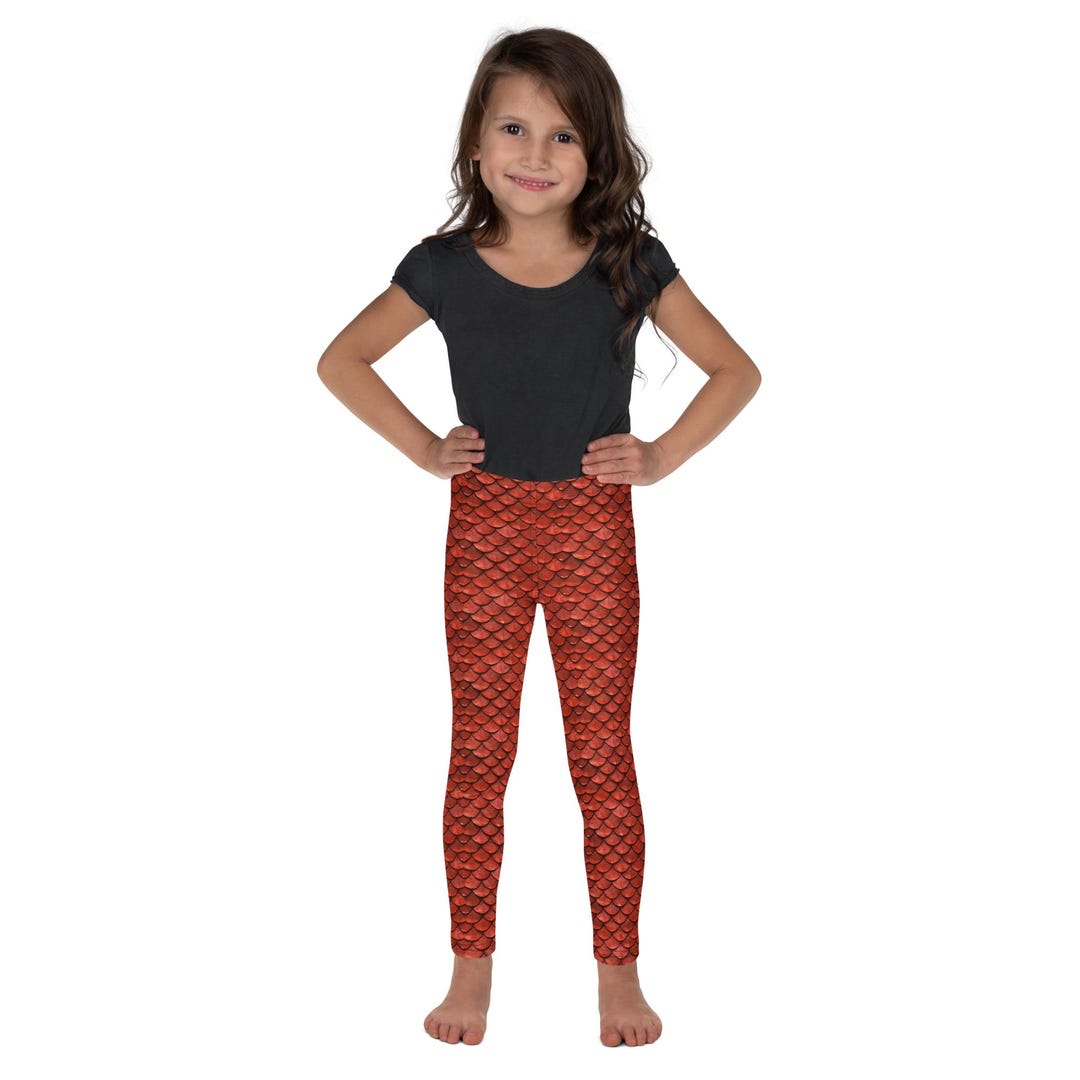 Red Dragon Scales Print Kids Costume Pants, Dragon Print Pants Leggings ...