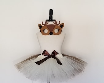Deer Tutu Skirt with Mask/ Fawn Tutu Skirt/ Woodland Animal Tutu/ Dance Recital/ Photo Prop/ Dress Up/Halloween Costume