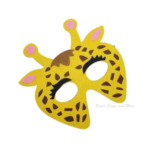 Giraffe Felt Mask/ Safari Animal Mask/Safari Jungle Animal Birthday Party/Jungle Animal Party Favors/Jungle Animal Mask/Giraffe Costume