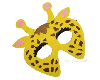 Giraffe Felt Mask/ Safari Animal Mask/Safari Jungle Animal Birthday Party/Jungle Animal Party Favors/Jungle Animal Mask/Giraffe Costume