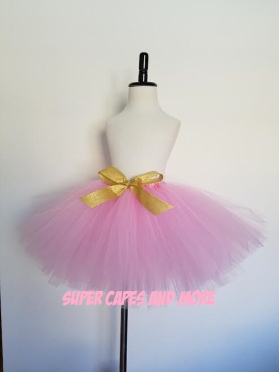 Pink Tutu Skirt With Sparkle Gold Bow/ Dance Recital/ Photo Prop