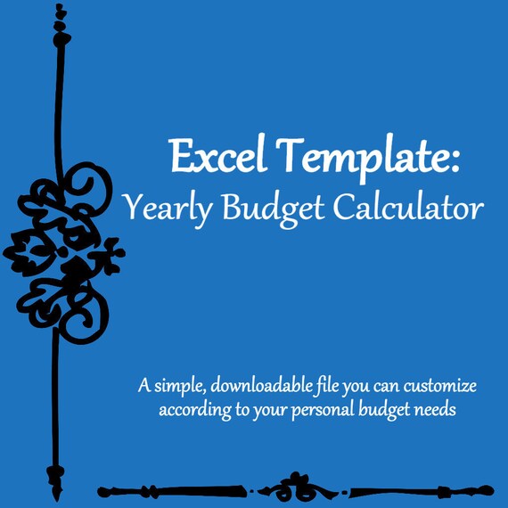 yearly monthly budget calculator excel spreadsheet template etsy