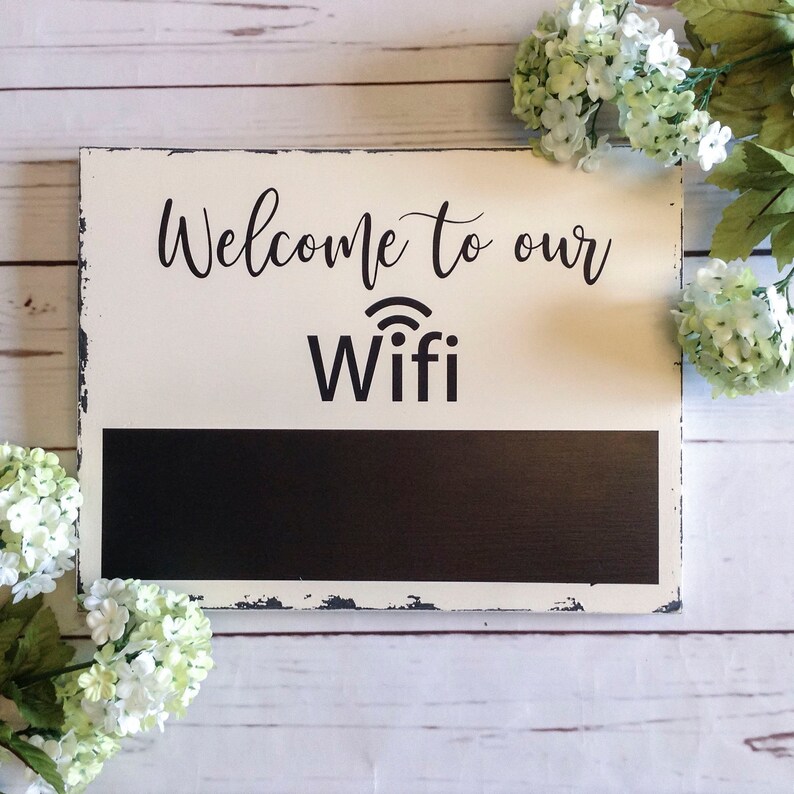 White Wood WiFi Rustic Password Sign Chalkboard Wifi Sign Etsy