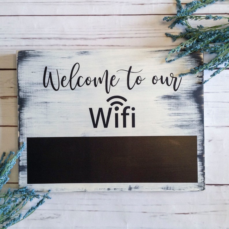 White Wood WiFi Rustic Password Sign Chalkboard Wifi Sign Etsy