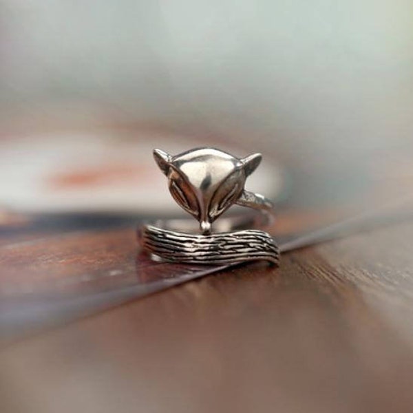 Fox Ring Dainty Ring Animal  Ring Silver Ring Adjusable Ring Rustic Ring Statement Ring Twisted Ring Thin Ring  Valentine's Ring Gift