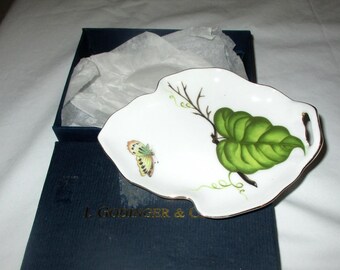 I Godinger Jardin Floral and Butterfly Leaf Shaped Dish..Trinkets etc W/Box