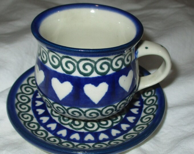 Vintage Unikat Polish Pottery Mini /expresso Cup and Saucer Set Etsy