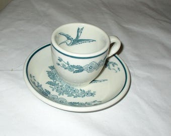 Vintage Jackson China Demistasse Cup & Saucer Hummingbird Pattern