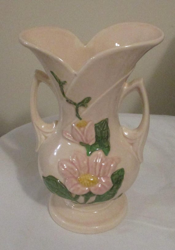 Vintage Hull Double Handle Magnolia vase H-12 USA