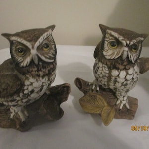 Vintage Homco Owls Set 2 Figurines