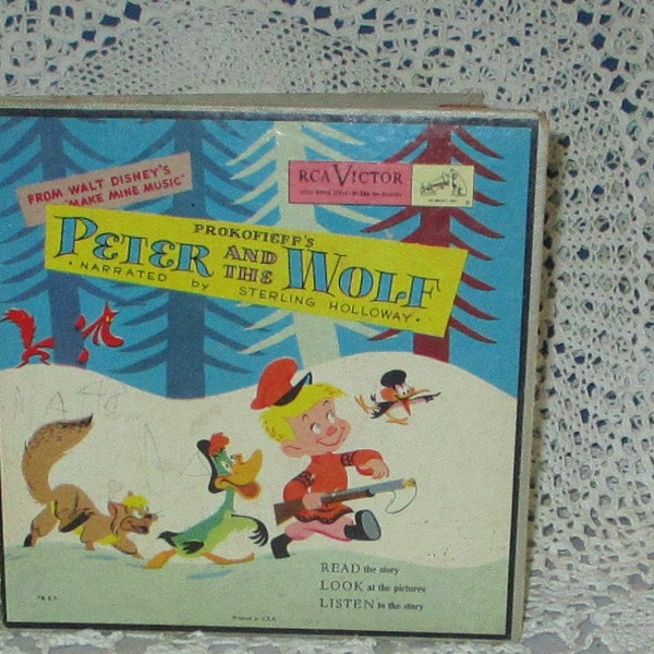 Vintage Peter Prokofiev Peter and The Wolf Book & Records 45 RPM Set 1949