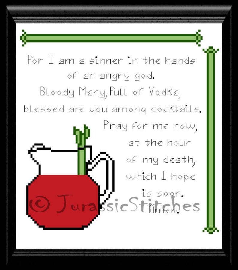 Bloody Mary Full of Vodka prayer Archer cross stitch DIGITAL Etsy