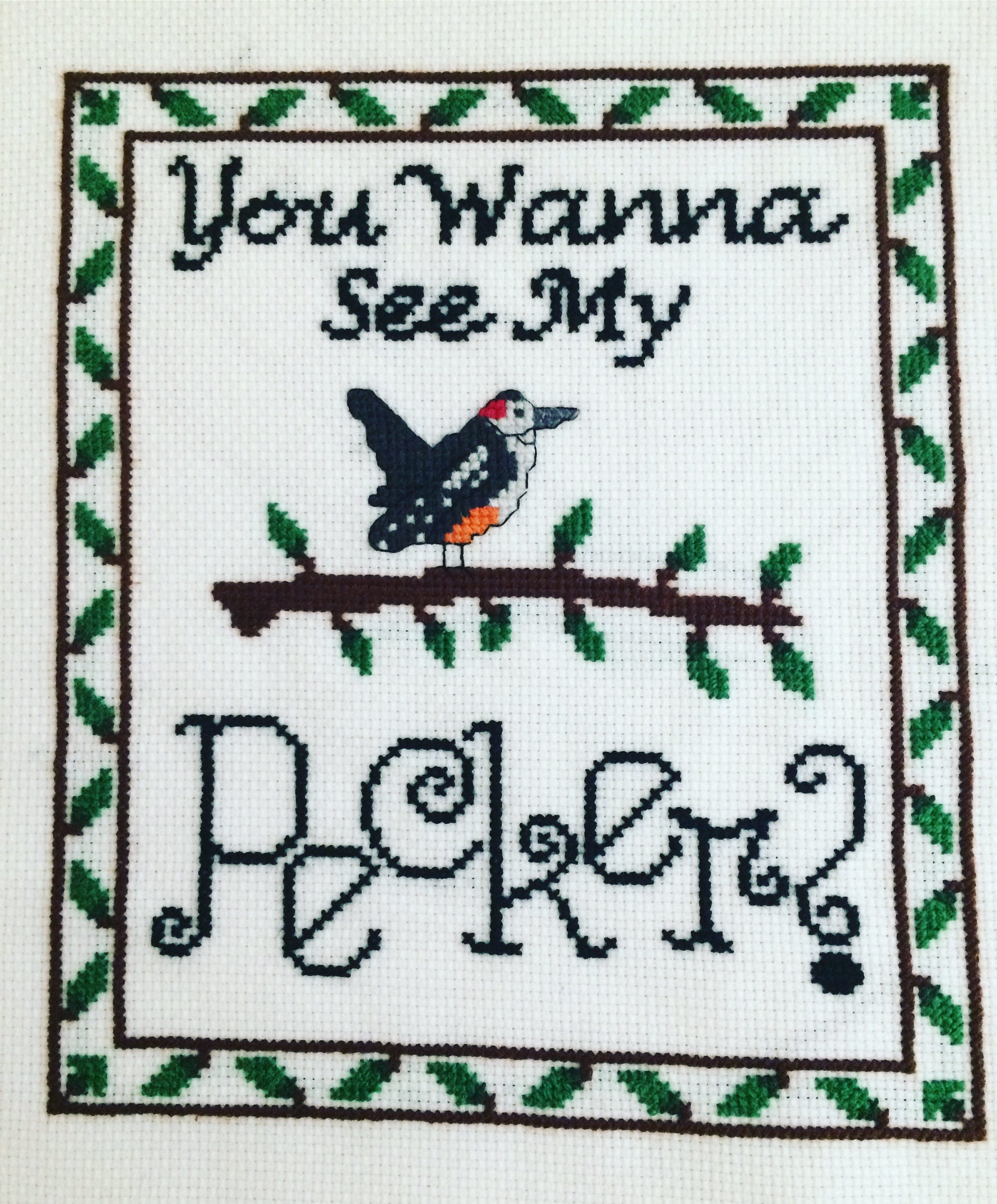 You wanna see my pecker Woodpecker cross stitch DIGITAL Etsy