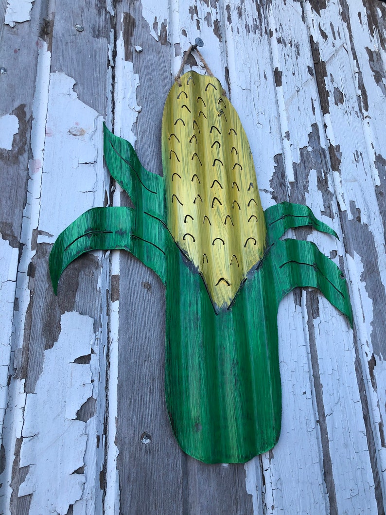Corrugated Tin Ear of Corn / Tin Corn Cob / Tin Garden Decor Etsy