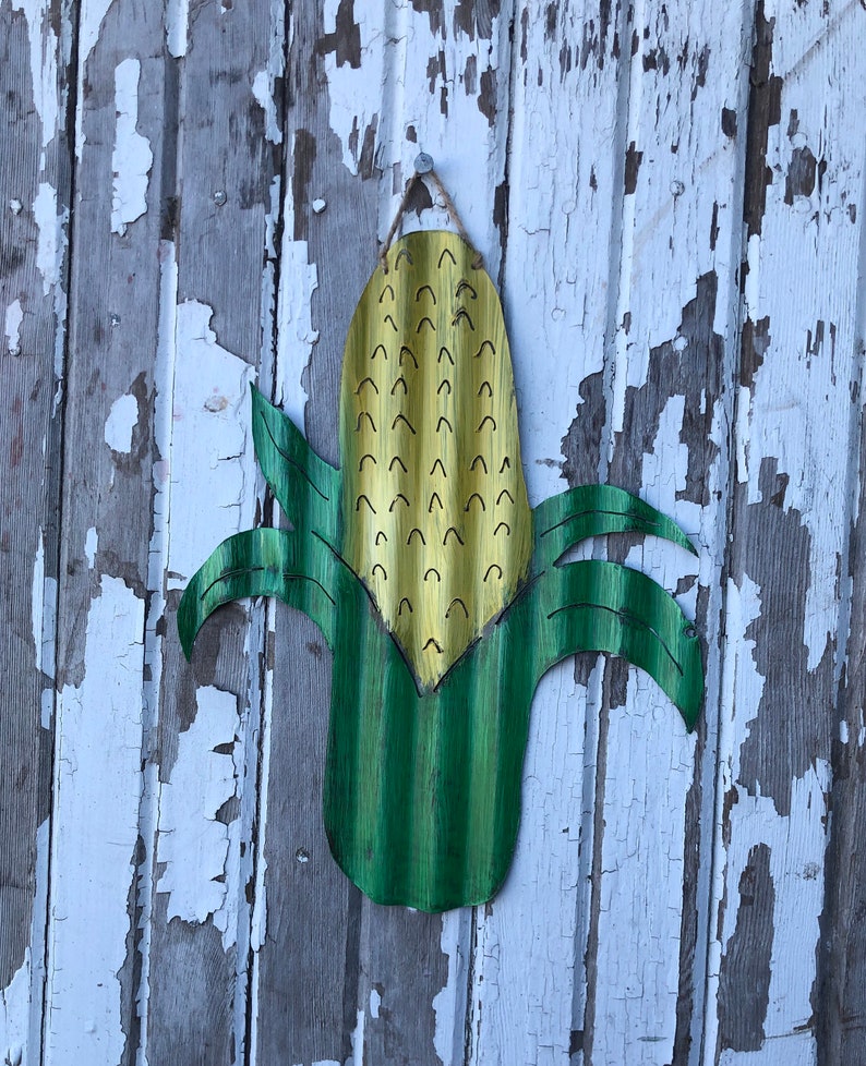 Corrugated Tin Ear of Corn / Tin Corn Cob / Tin Garden Decor Etsy