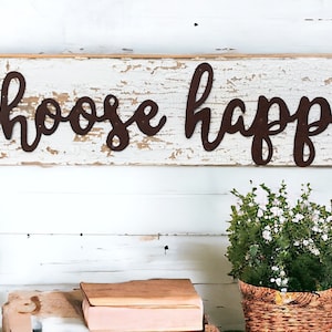 choose happy barnwood sign, rustic barnwood signs, upcycled barnwood decor, barnwood decor, religious decor, rustic wall decor