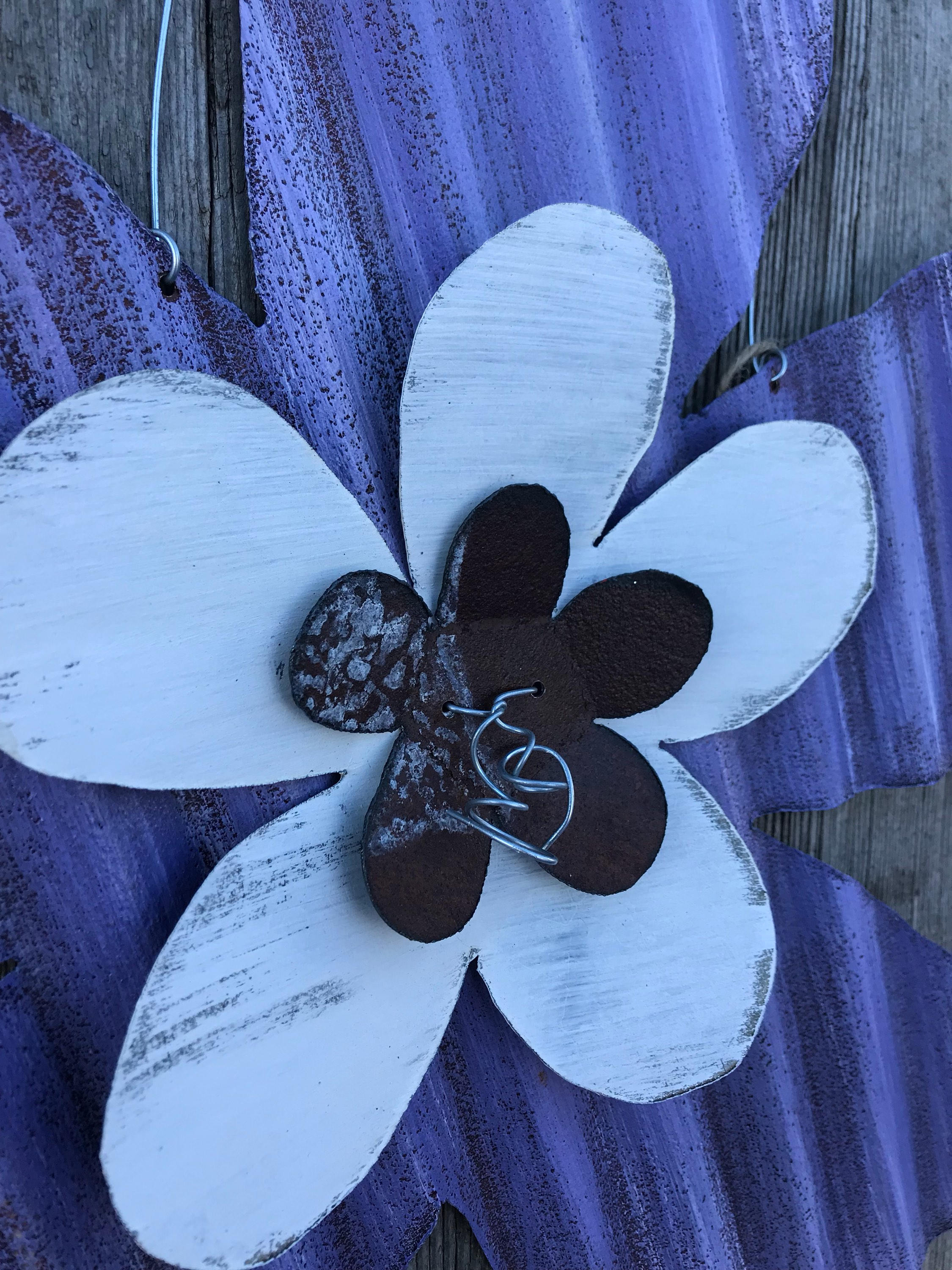 Corrugated Tin Flower / Metal Flower / Rustic Tin Flower / Tin Etsy
