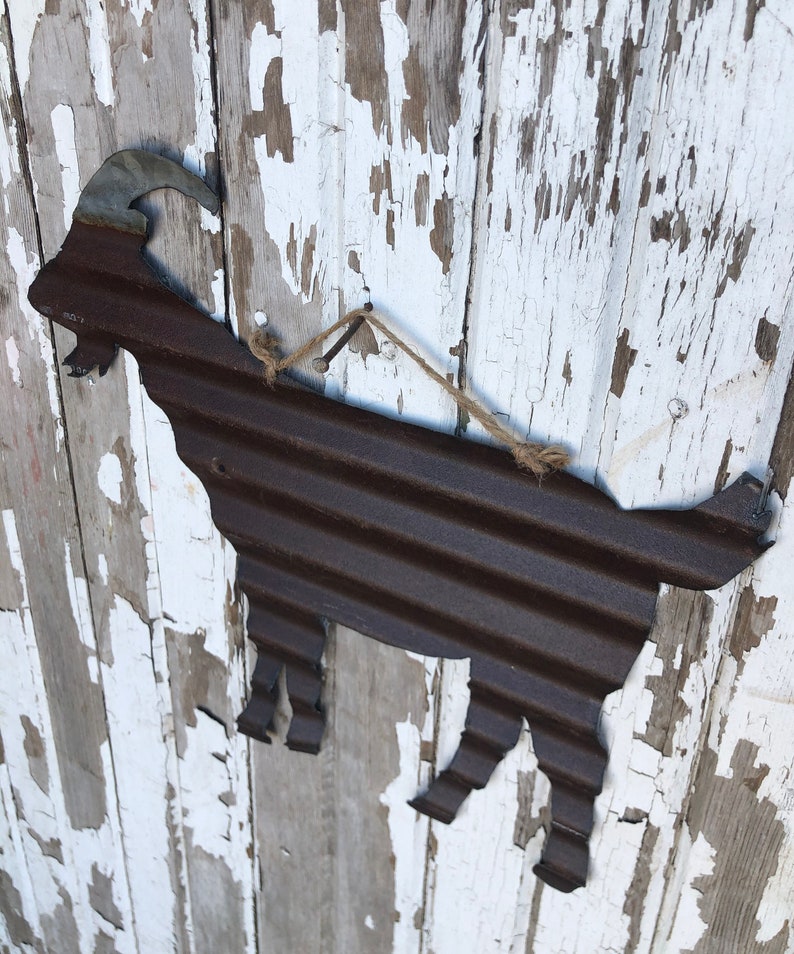 Corrugated Tin Goat / Rustic Farm Decor / Metal Goat Etsy