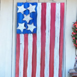 rustic corrugated tin American flag / tin patriotic flag / metal American flag