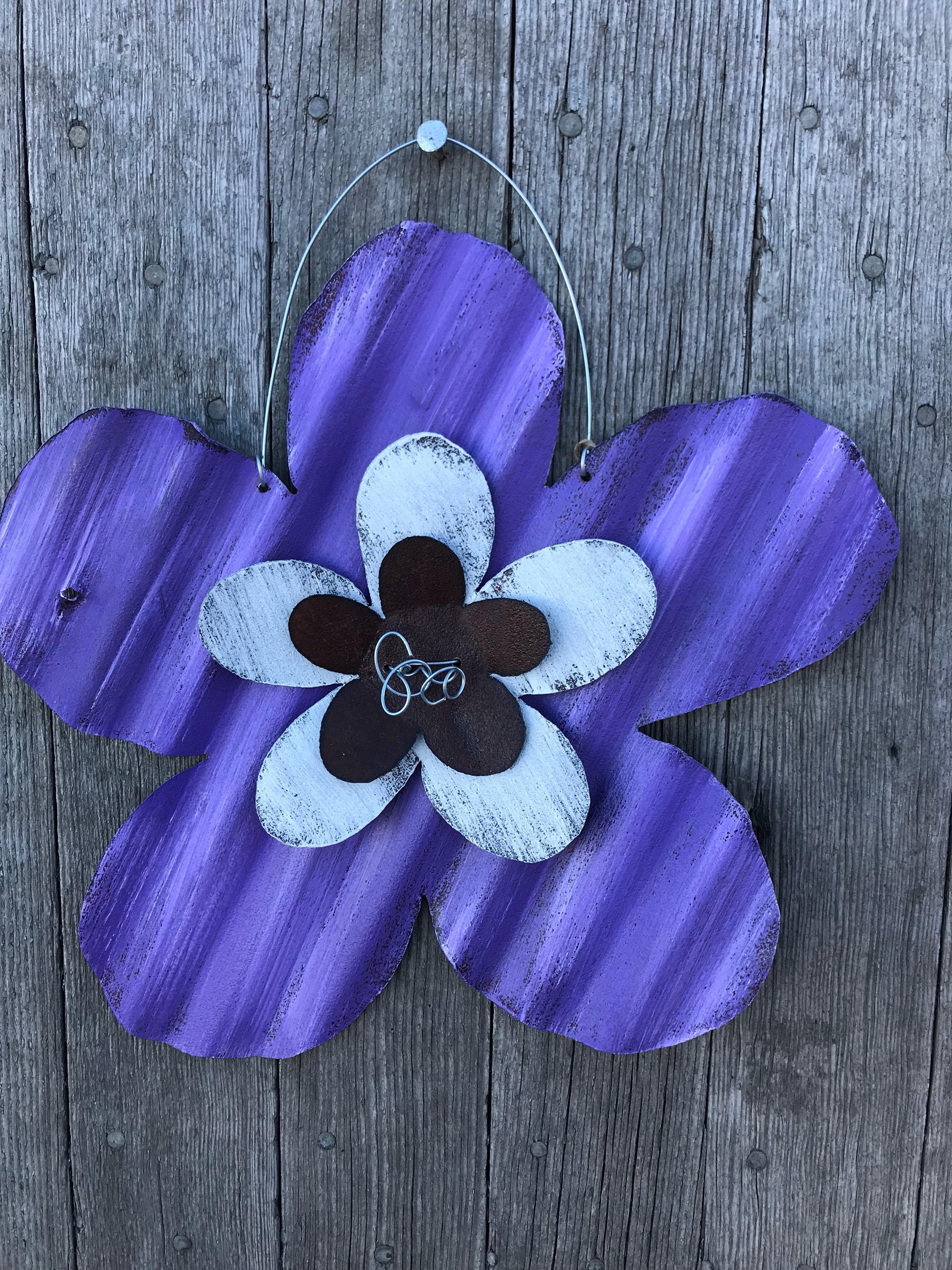 Corrugated Tin Flower / Rustic Tin Flowers / Rustic Tin Garden Etsy