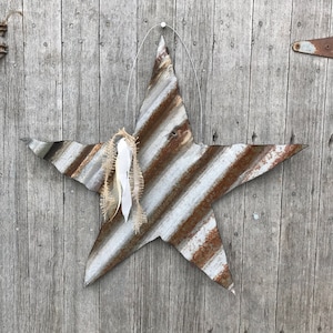 Large tin star, Tin Christmas star, Christmas star, Tin Christmas decor, vintage tin decor, vintage Christmas decor, rustic tin star