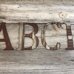 8" Cambria tin letters / rusty tin letters / tin letters / metal letters / tin alphabet letters