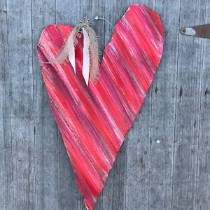 corrugated tin red heart / corrugated tin valentines heart / rustic tin wedding heart /  rustic tin heart