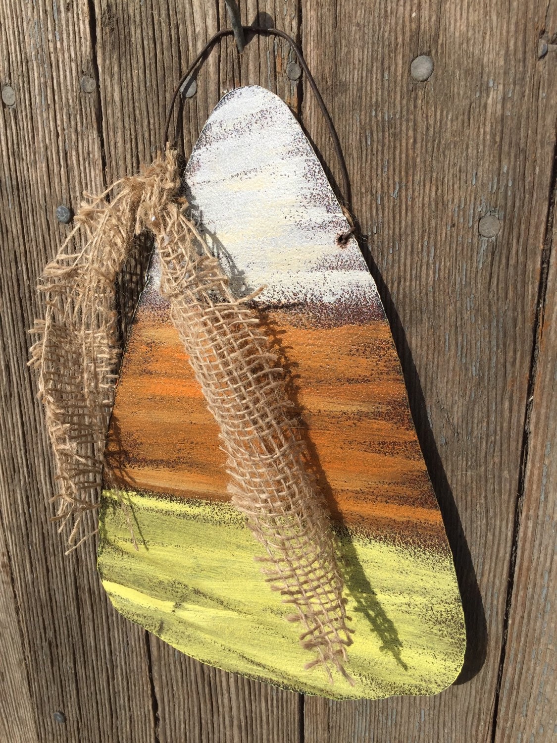Rustic Tin Candy Corn / Handpainted Tin Candy Corn / Tin Fall Decor ...