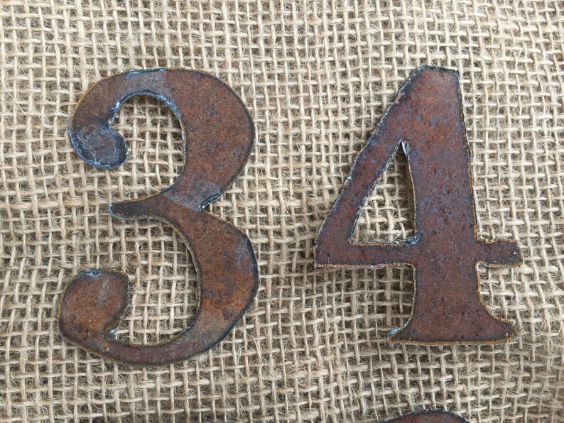 3 tin numbers / 3 metal numbers / rusty tin Etsy