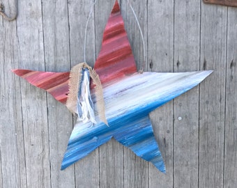 tin patriotic star / rustic tin star / rustic tin patriotic star / tin fourth of July decor