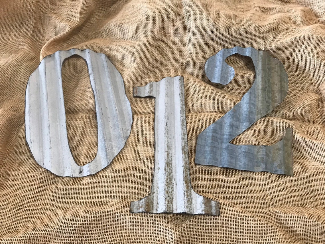 12 Inch Corrugated Tin Numbers / Rusty Tin Numbers / Etsy Australia