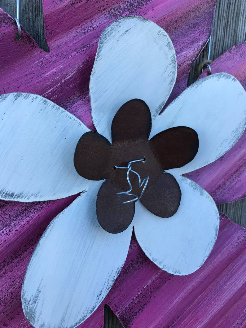 Corrugated Tin Flower / Tin Flower / Metal Flower / Rustic Tin Etsy