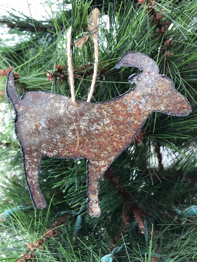 Tin Goat Ornament / Rusty Tin Ornaments / Goat Christmas Etsy