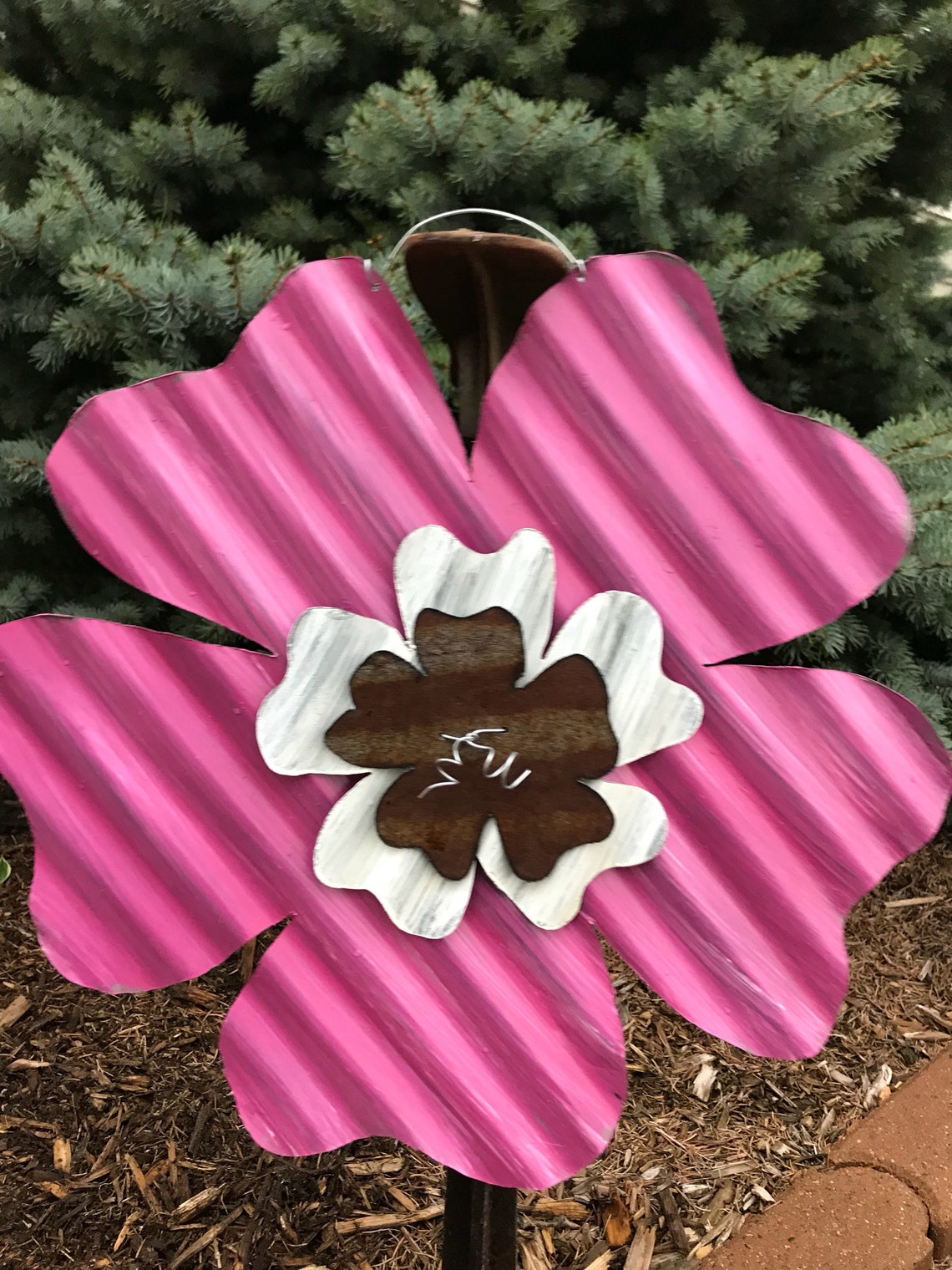 Corrugated Tin Flower / Tin Dogwood Flower / Handpainted Tin Etsy