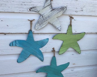 handmade tin starfish wall hanging / beach bathroomdecor / beach house decor / lake house decor